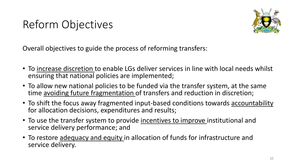 reform objectives