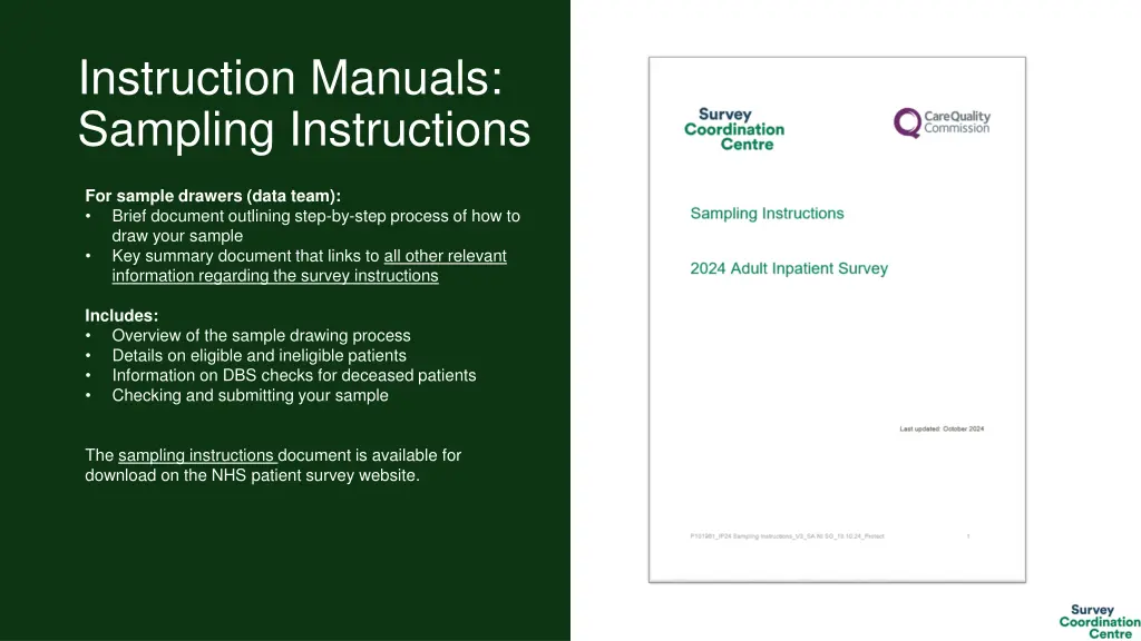 instruction manuals sampling instructions