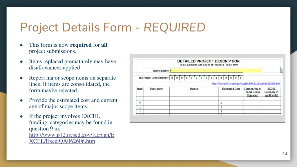 project details form required
