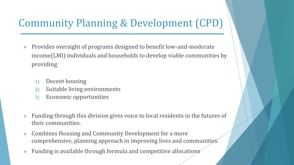 community planning development cpd