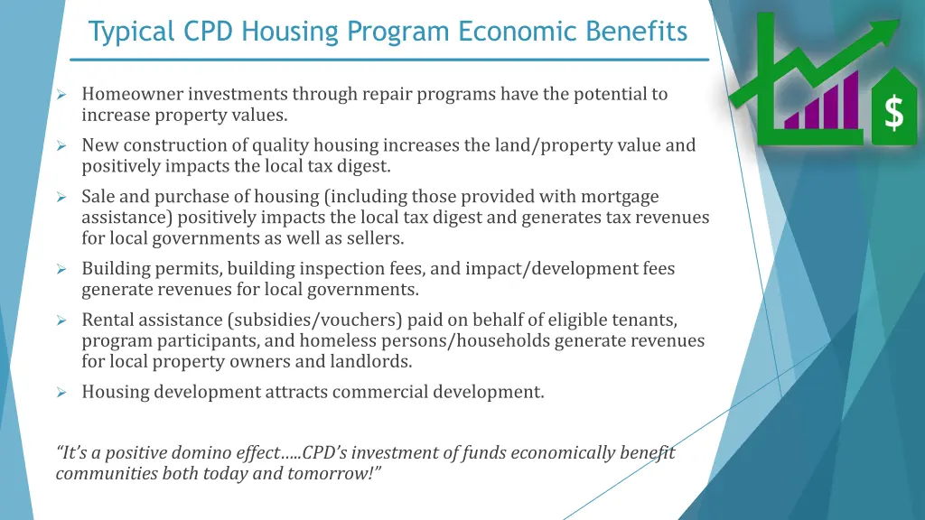 typical cpd housing program economic benefits