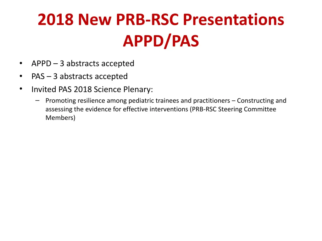 2018 new prb rsc presentations appd pas