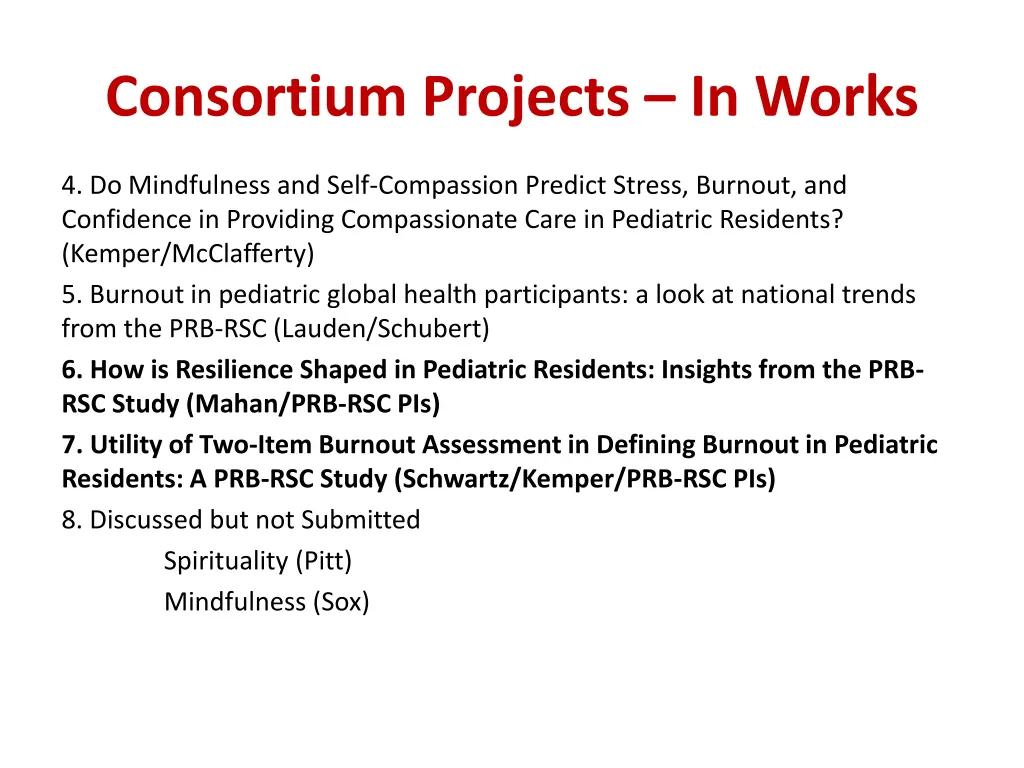 consortium projects in works