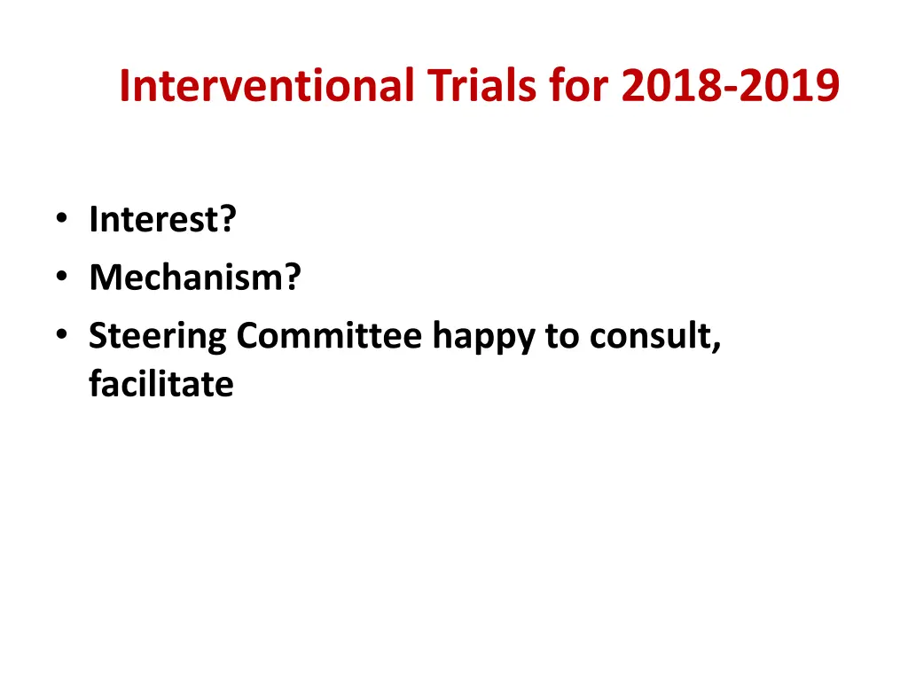 interventional trials for 2018 2019