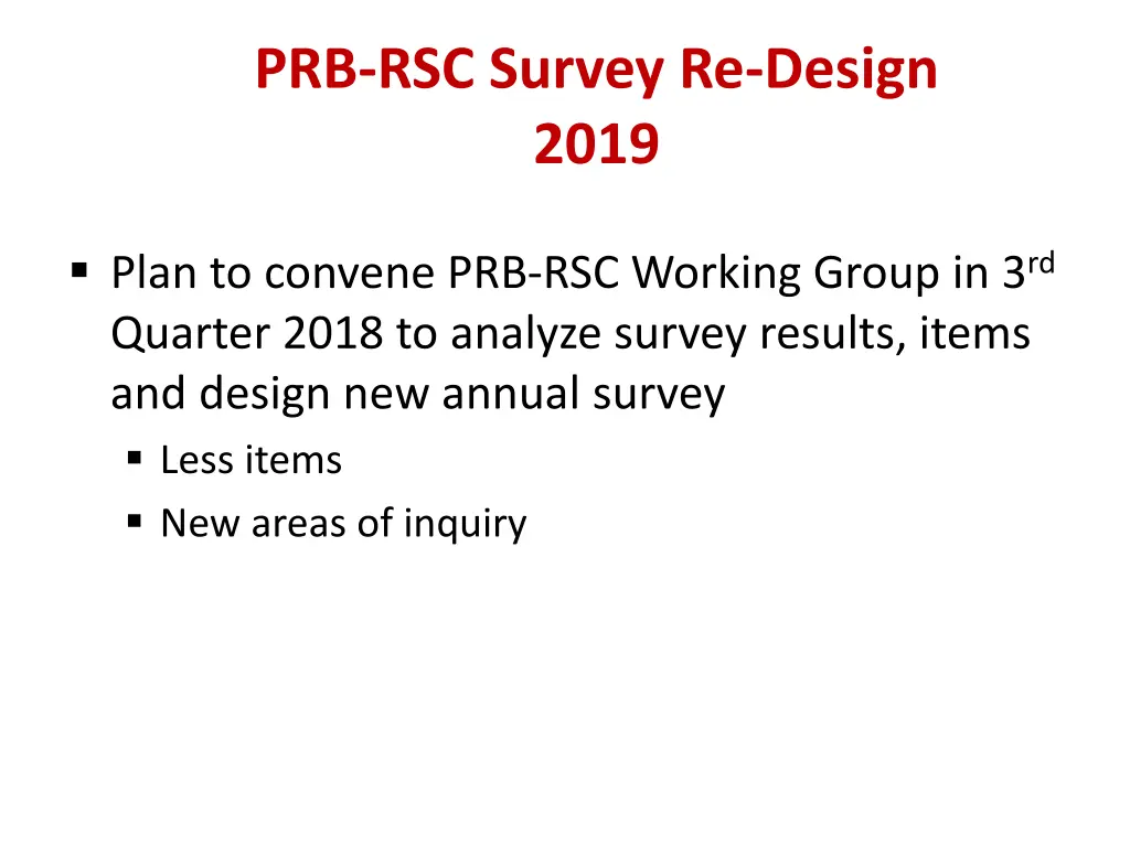 prb rsc survey re design 2019