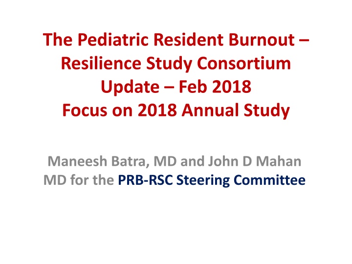 the pediatric resident burnout resilience study
