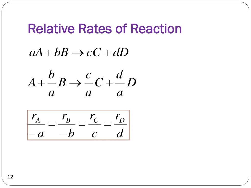 relative rates of reaction relative rates