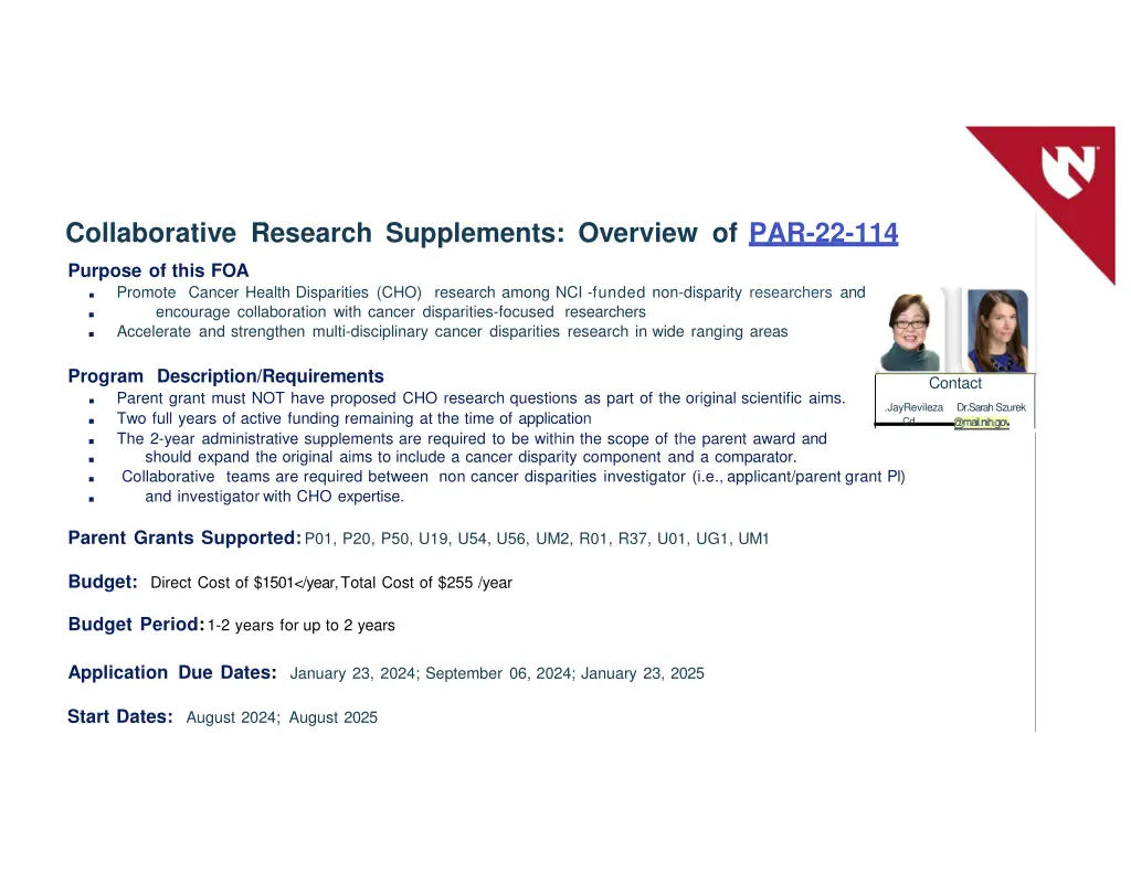 collaborative research supplements overview