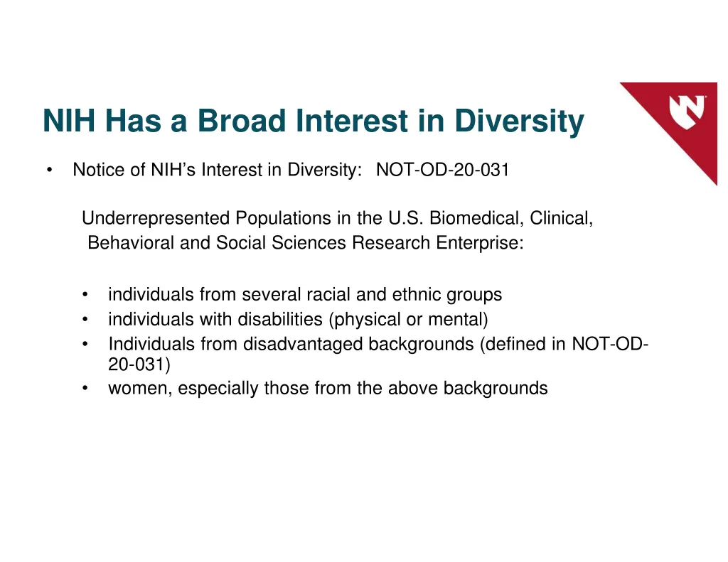 nih has a broad interest in diversity 1