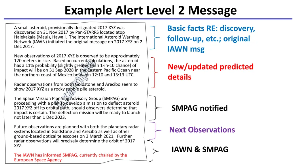 example alert level 2 message