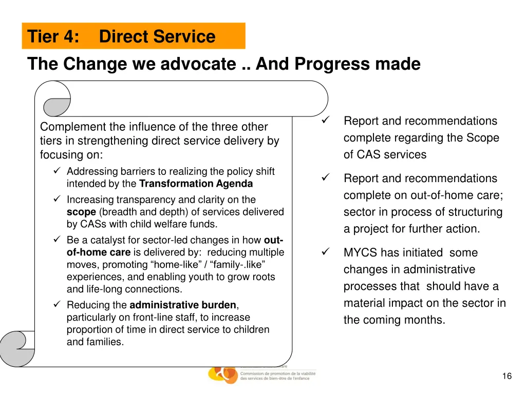 tier 4 direct service the change we advocate