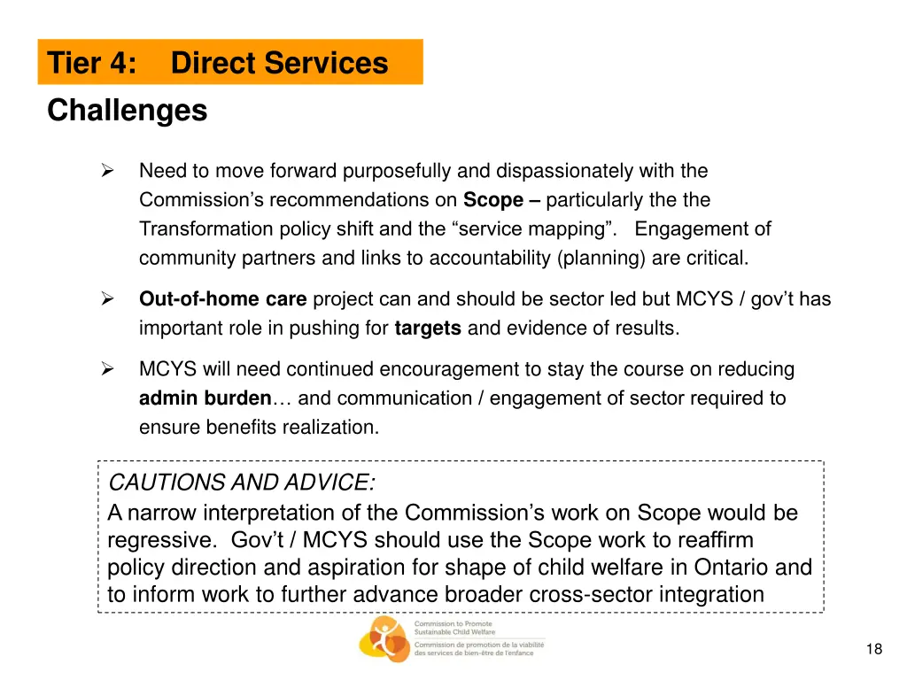 tier 4 direct services challenges