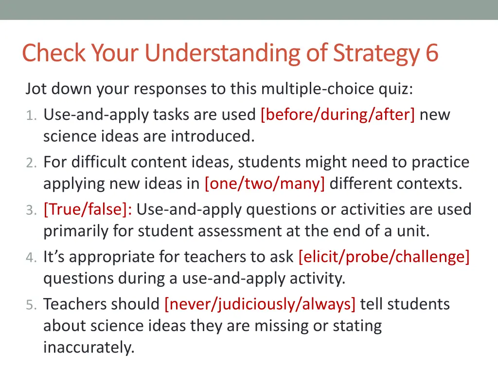 check your understanding of strategy 6