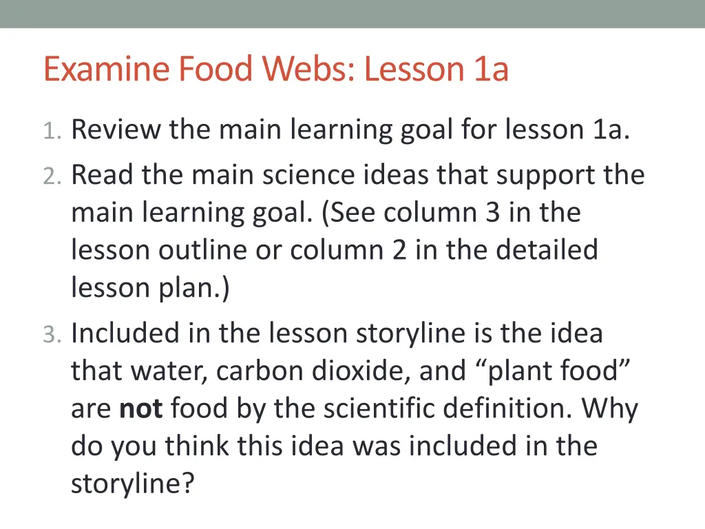 examine food webs lesson 1a