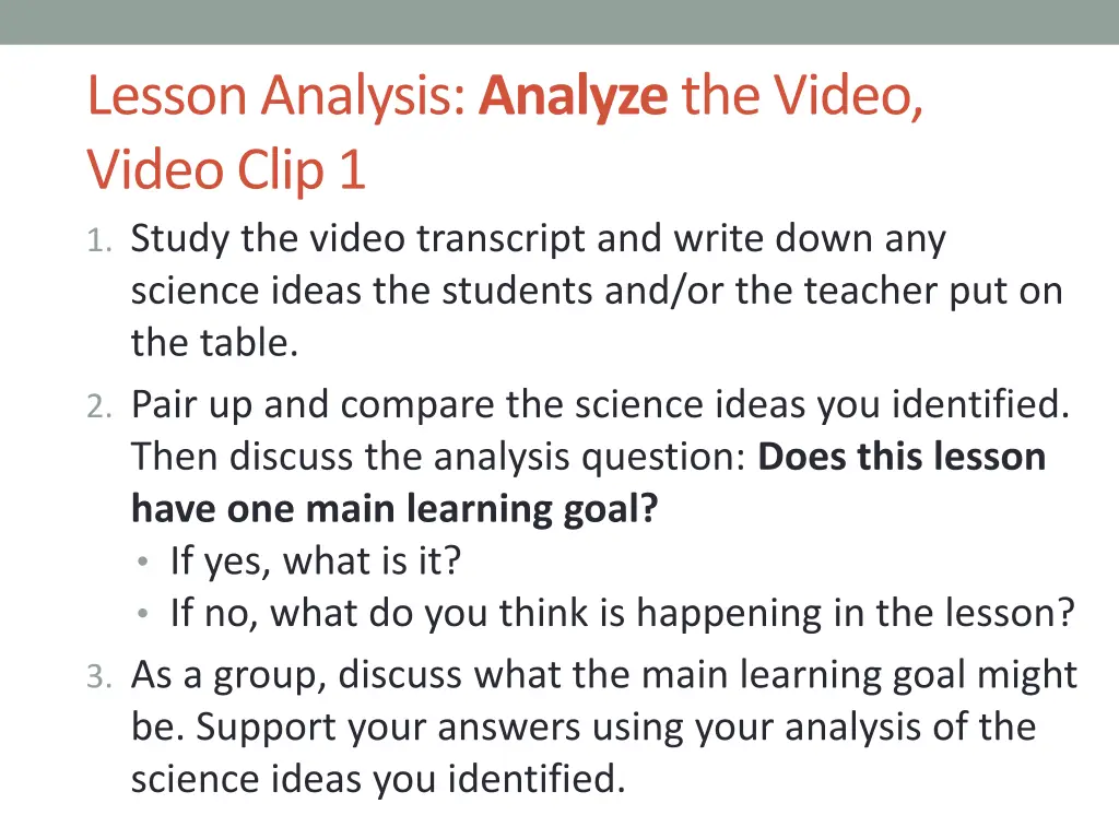 lesson analysis analyze the video video clip