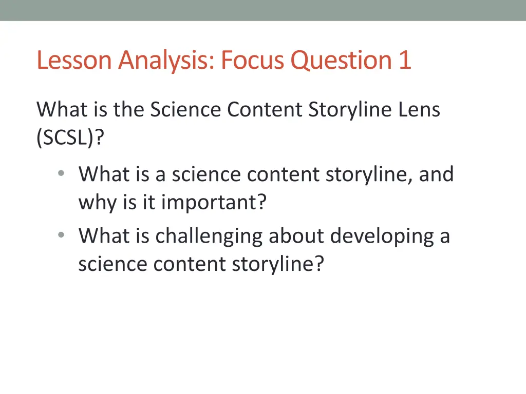 lesson analysis focus question 1
