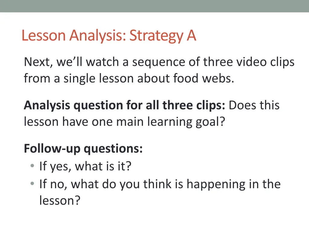 lesson analysis strategy a