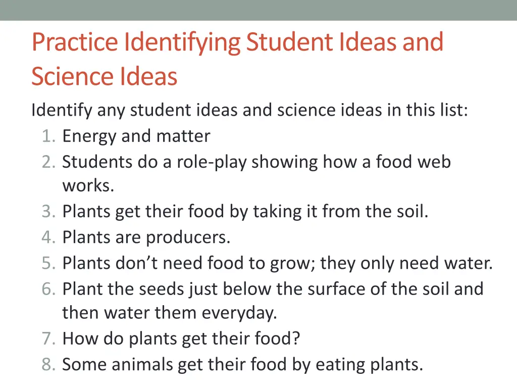 practice identifying student ideas and science
