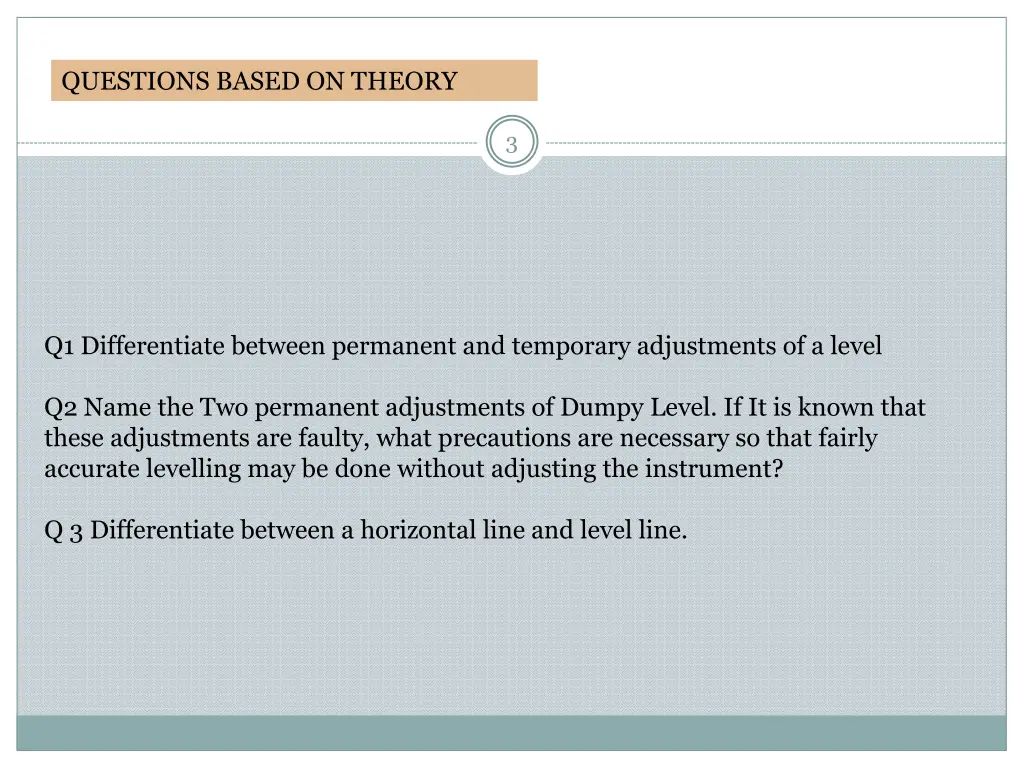questions based on theory