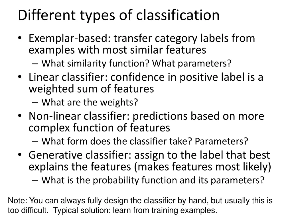 different types of classification
