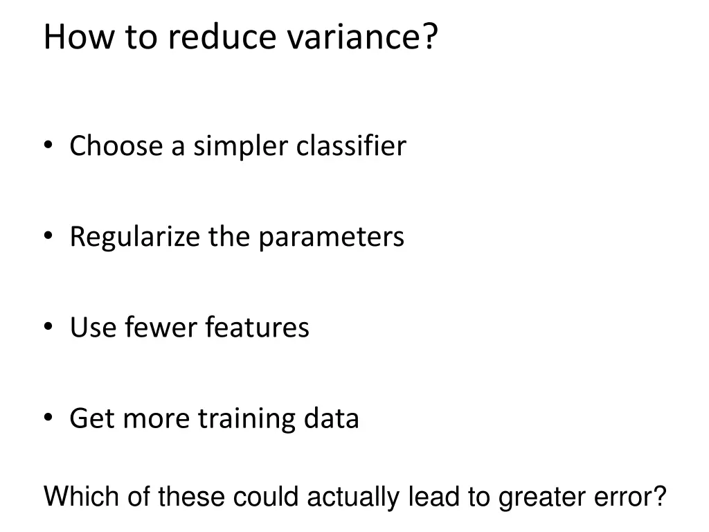 how to reduce variance