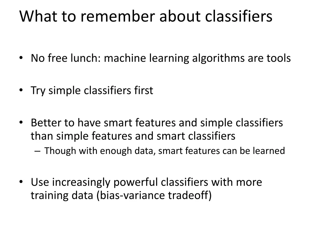 what to remember about classifiers