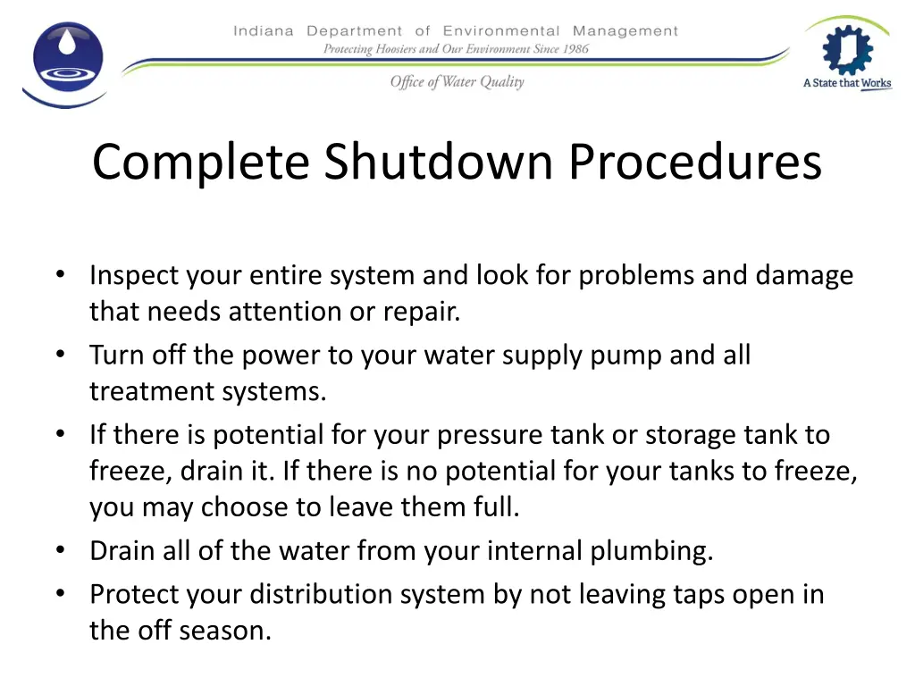 complete shutdown procedures