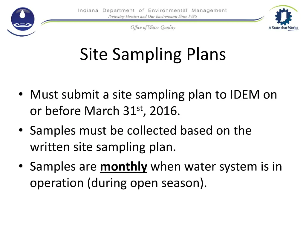 site sampling plans