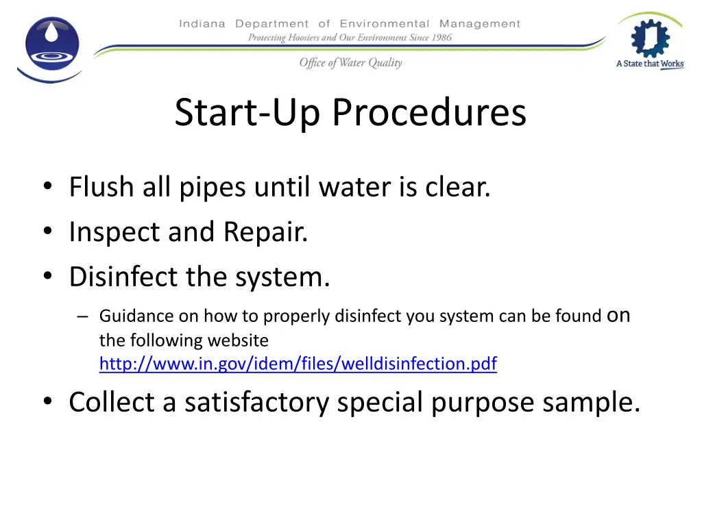 start up procedures