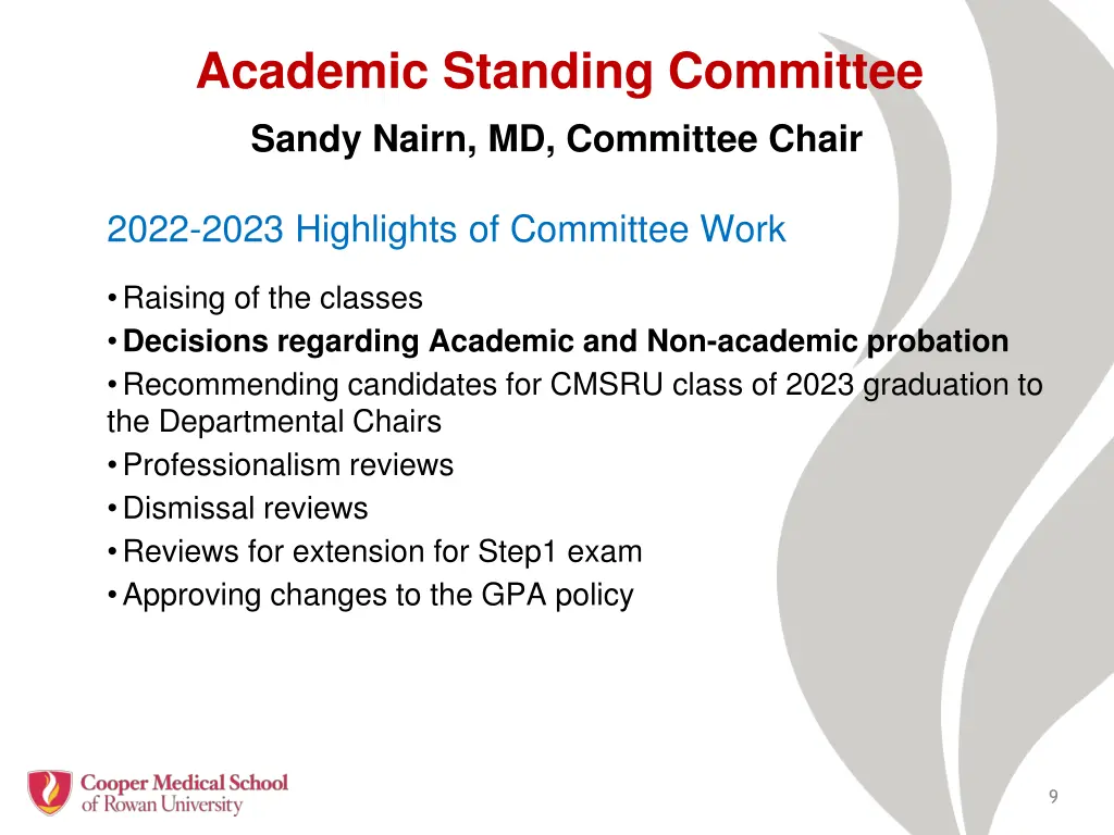 academic standing committee sandy nairn