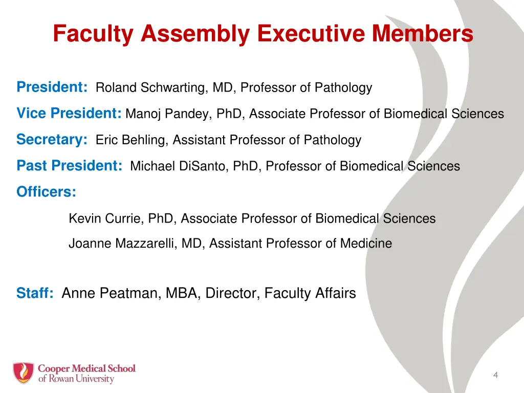 faculty assembly executive members