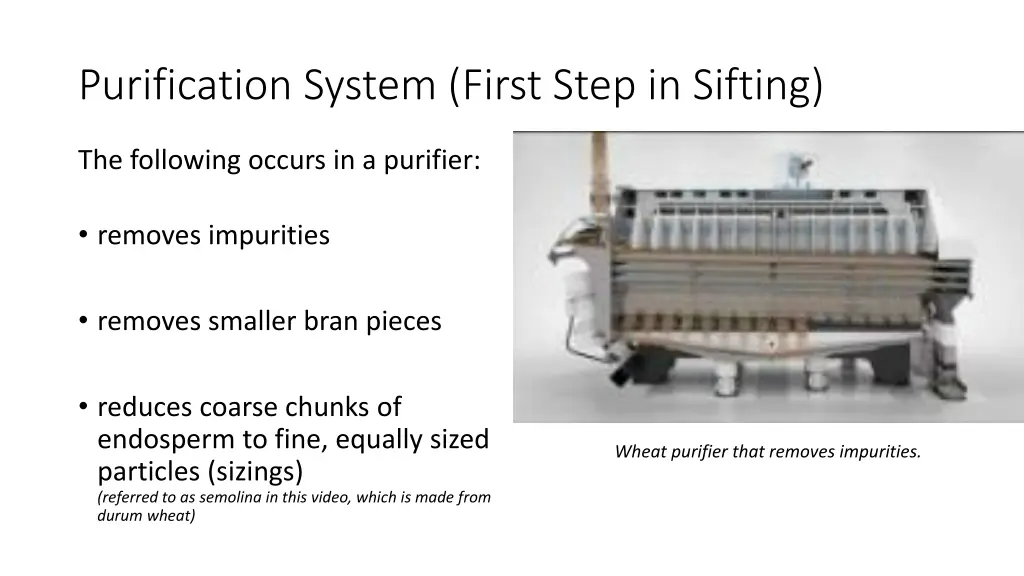 purification system first step in sifting