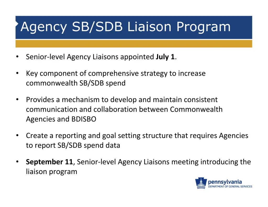 agency sb sdb liaison program