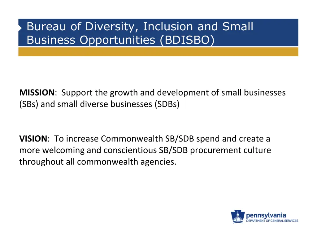bureau of diversity inclusion and small business