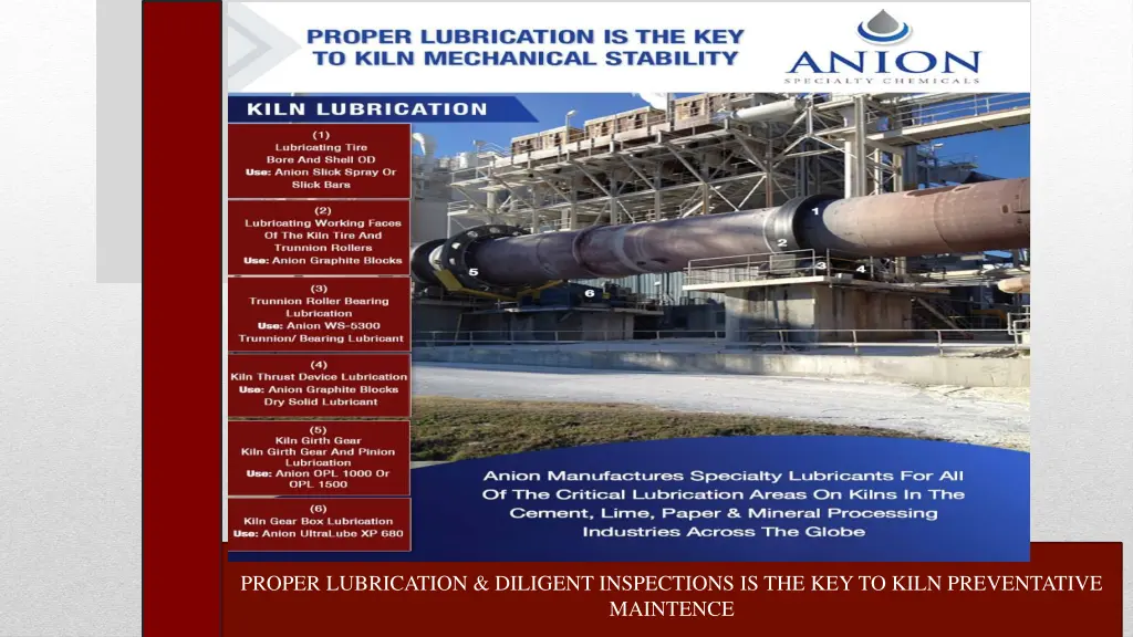 proper lubrication diligent inspections