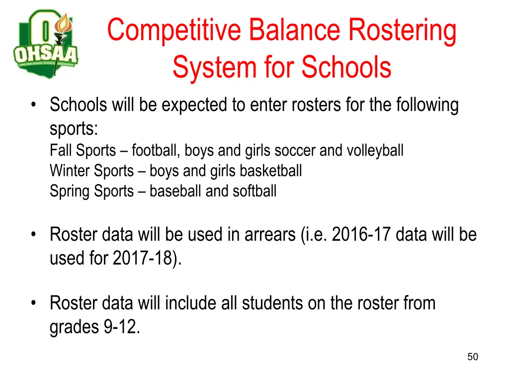 competitive balance rostering system for schools