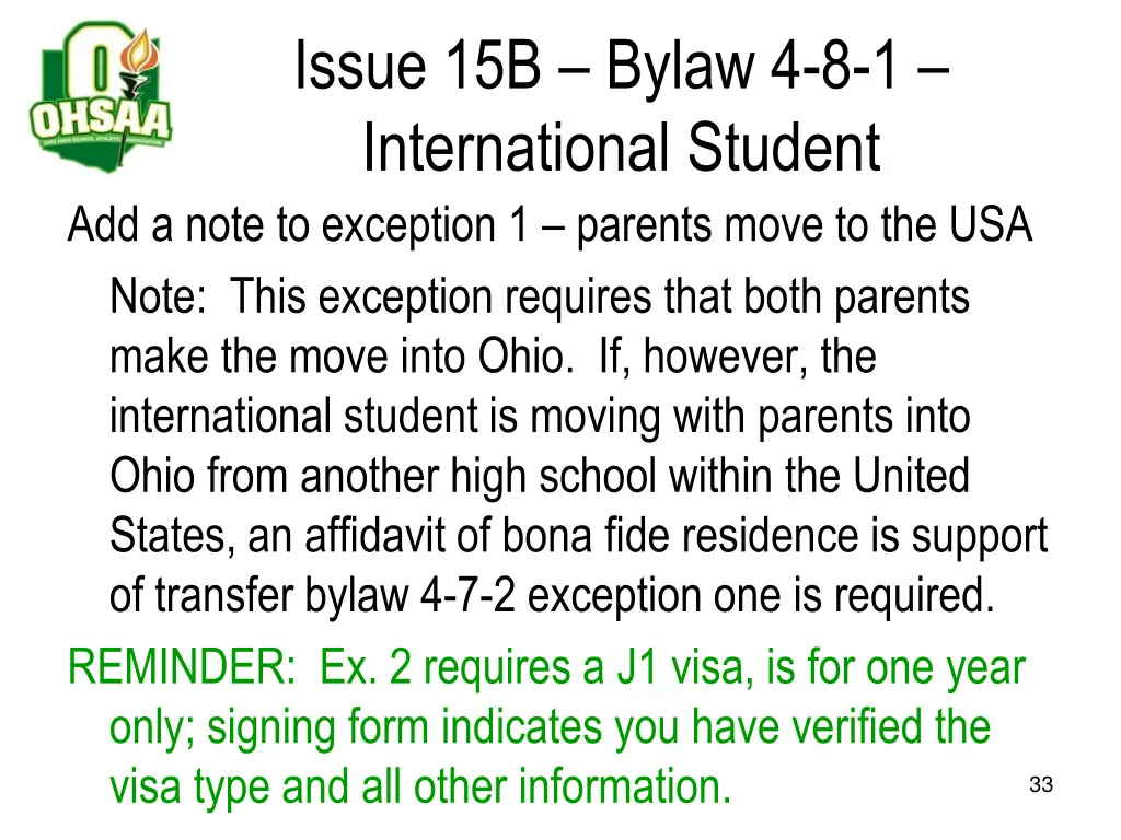 issue 15b bylaw 4 8 1 international student