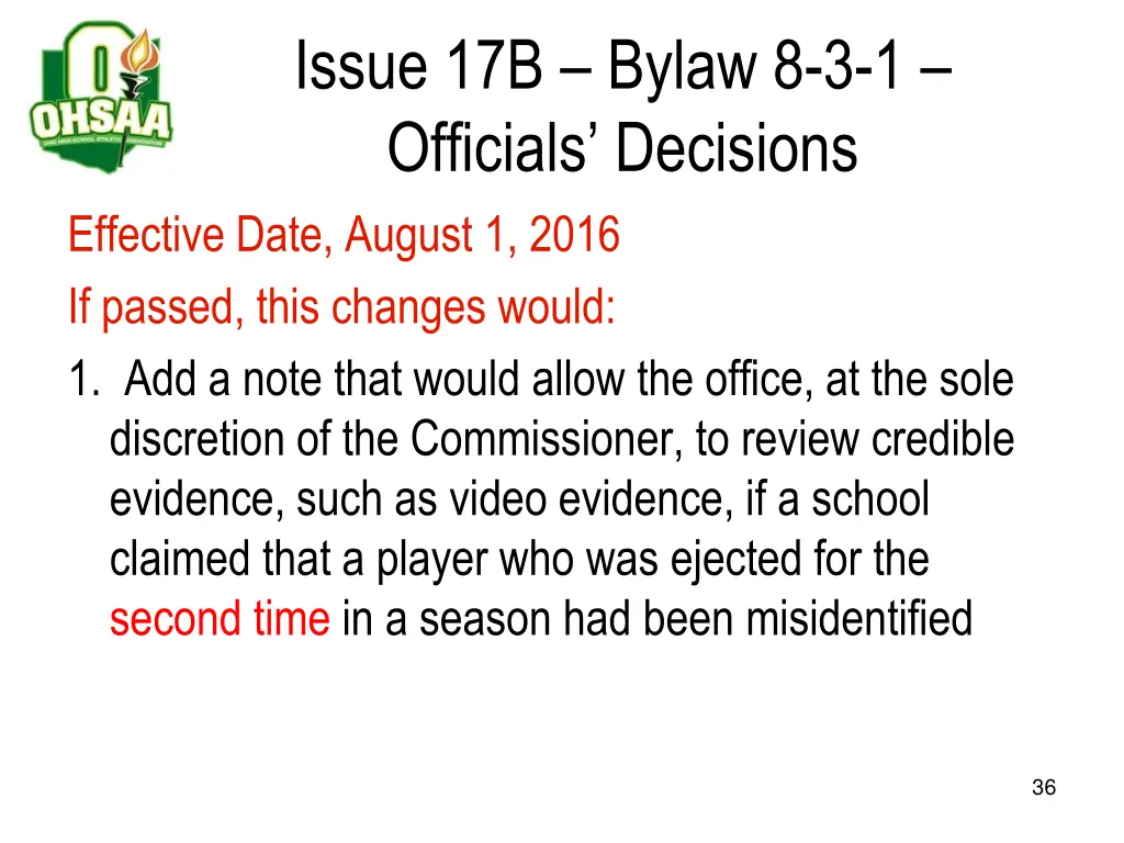 issue 17b bylaw 8 3 1 officials decisions