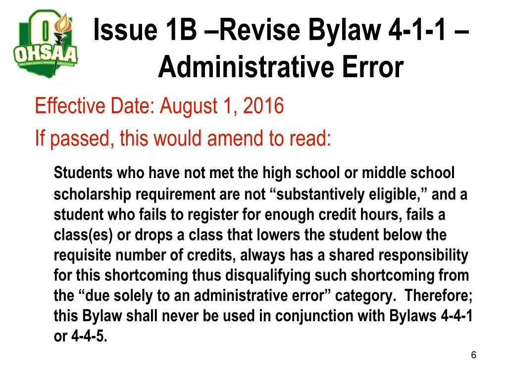 issue 1b revise bylaw 4 1 1 administrative error