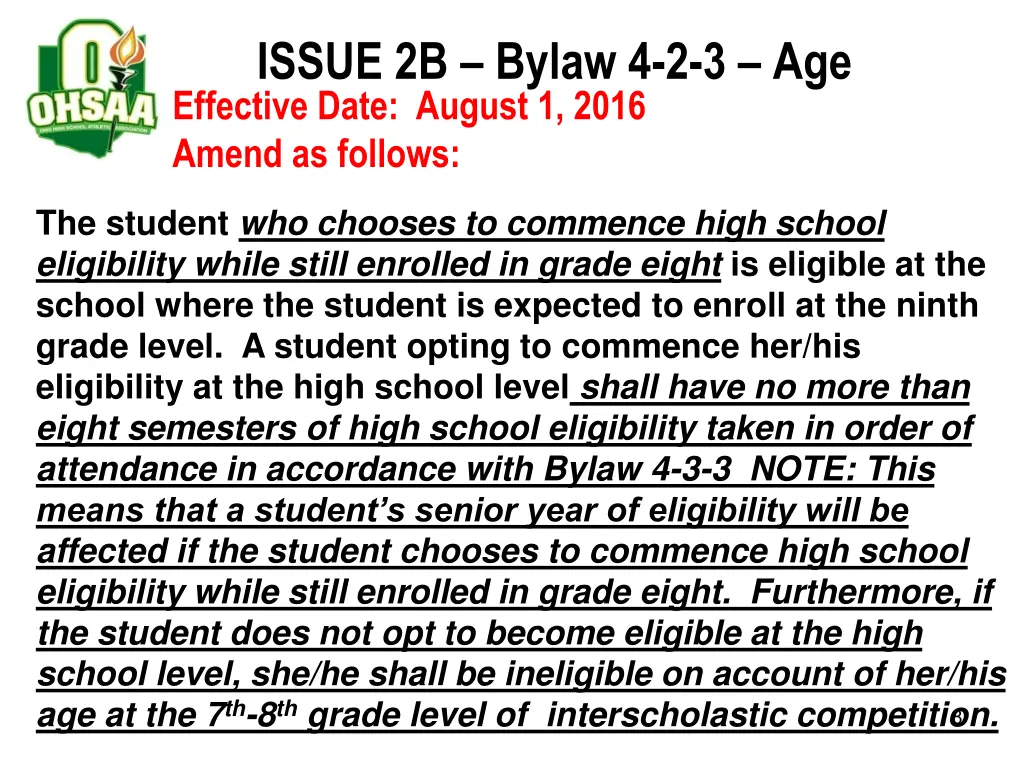 issue 2b bylaw 4 2 3 age effective date august