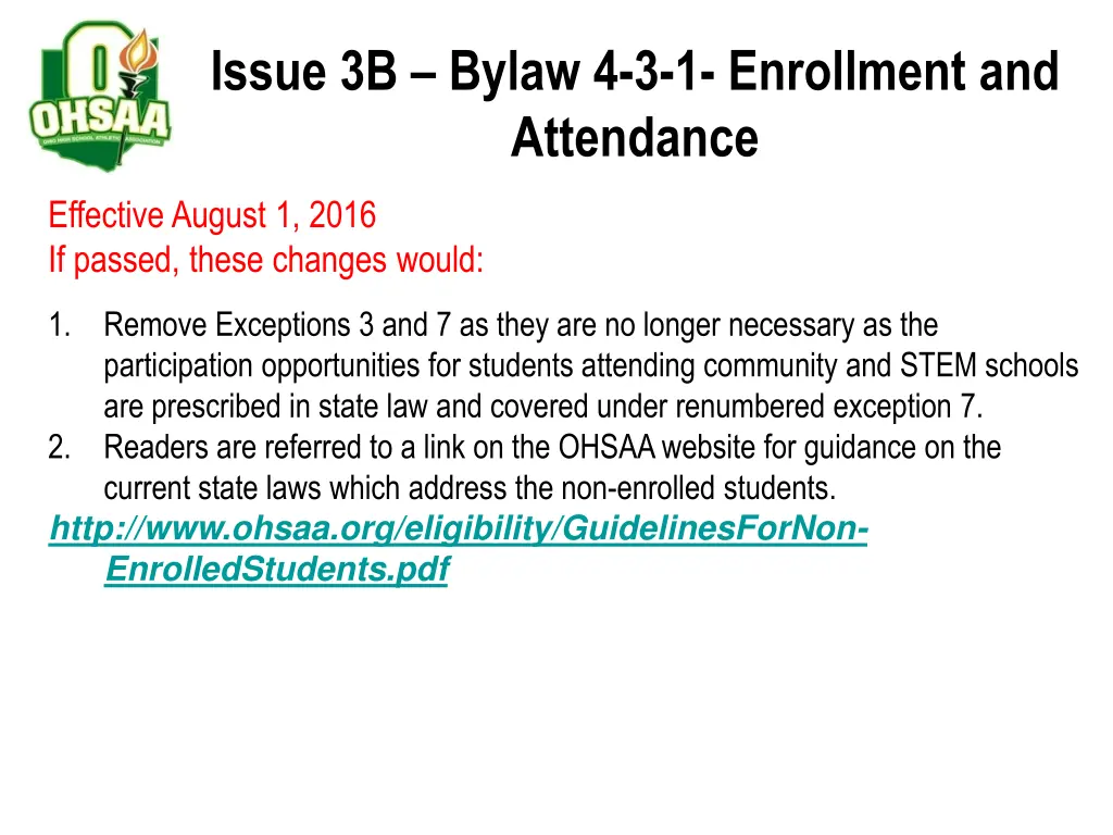 issue 3b bylaw 4 3 1 enrollment and attendance