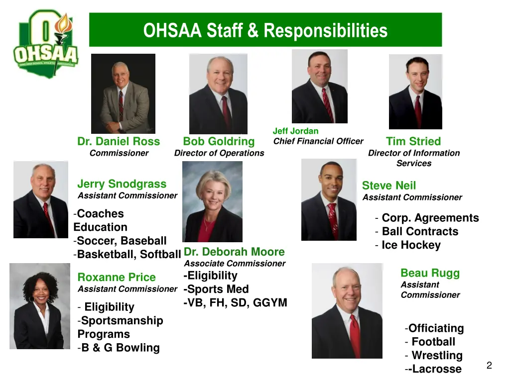 ohsaa staff responsibilities