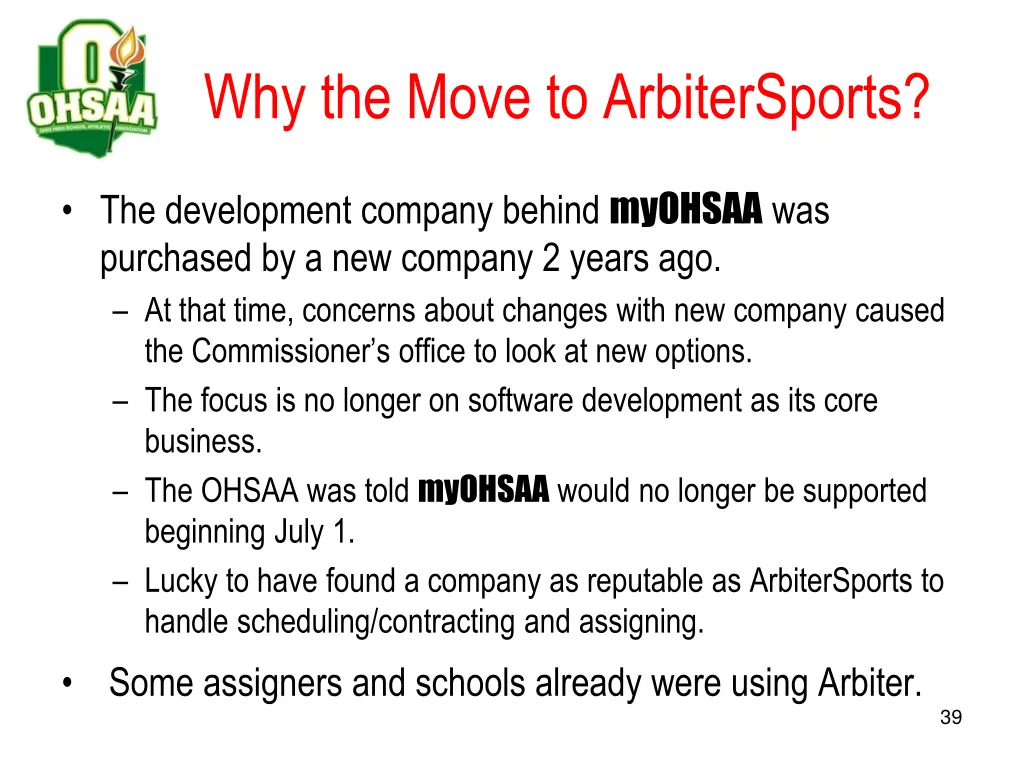 why the move to arbitersports