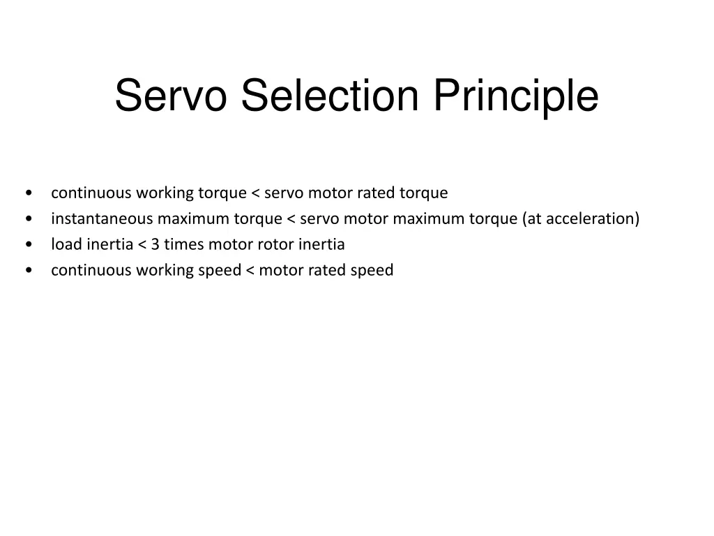 servo selection principle