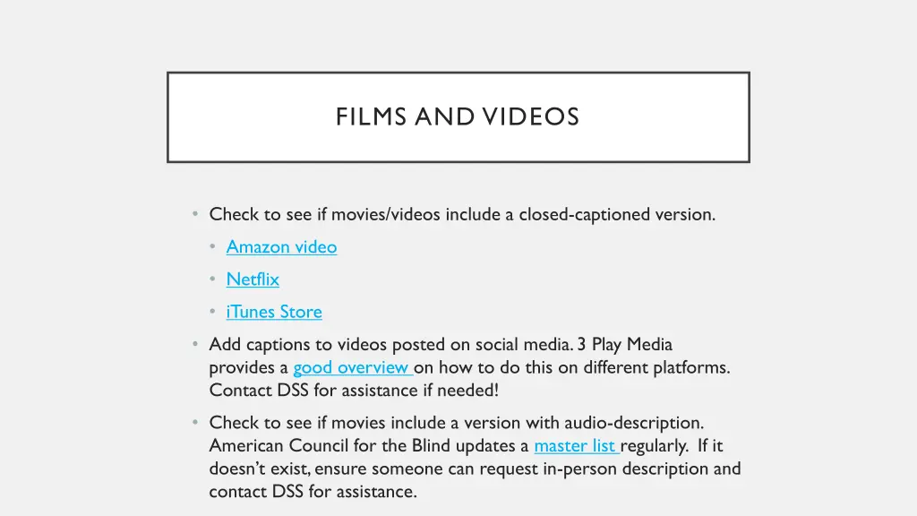 films and videos