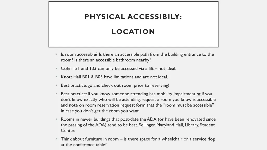 physical accessibily