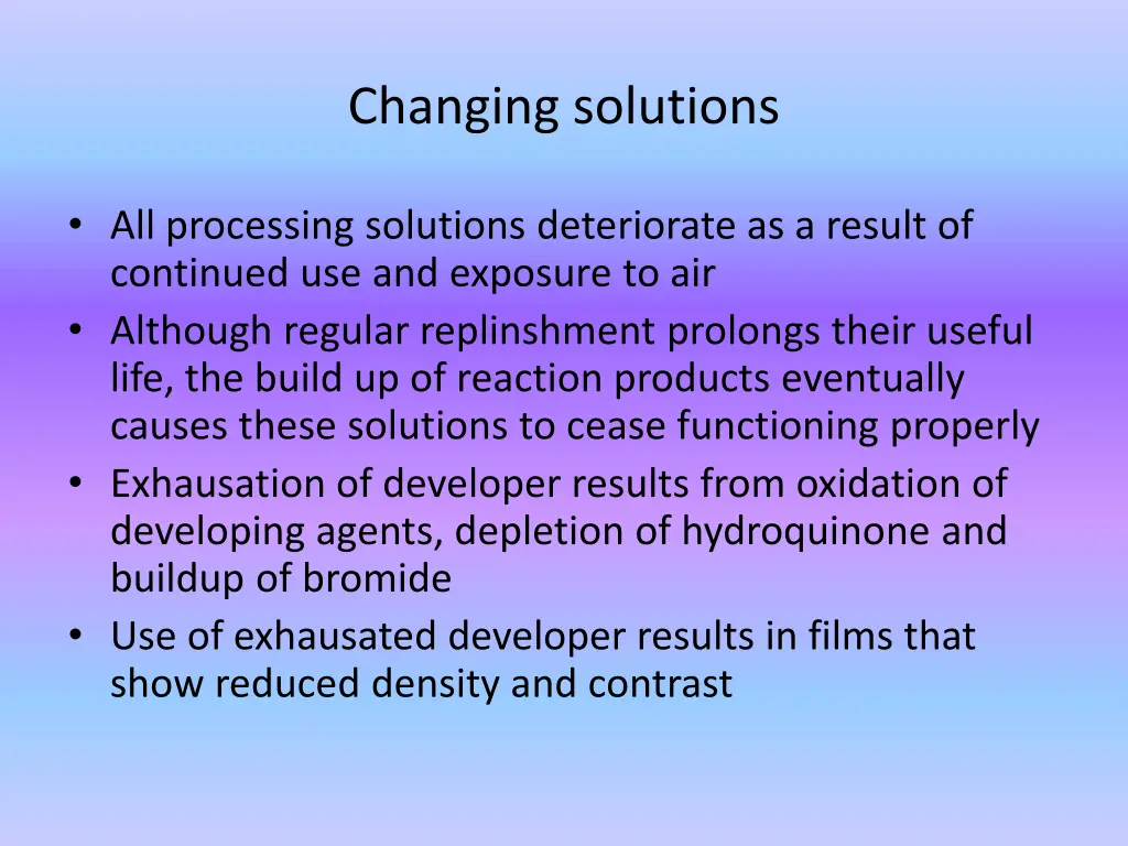 changing solutions
