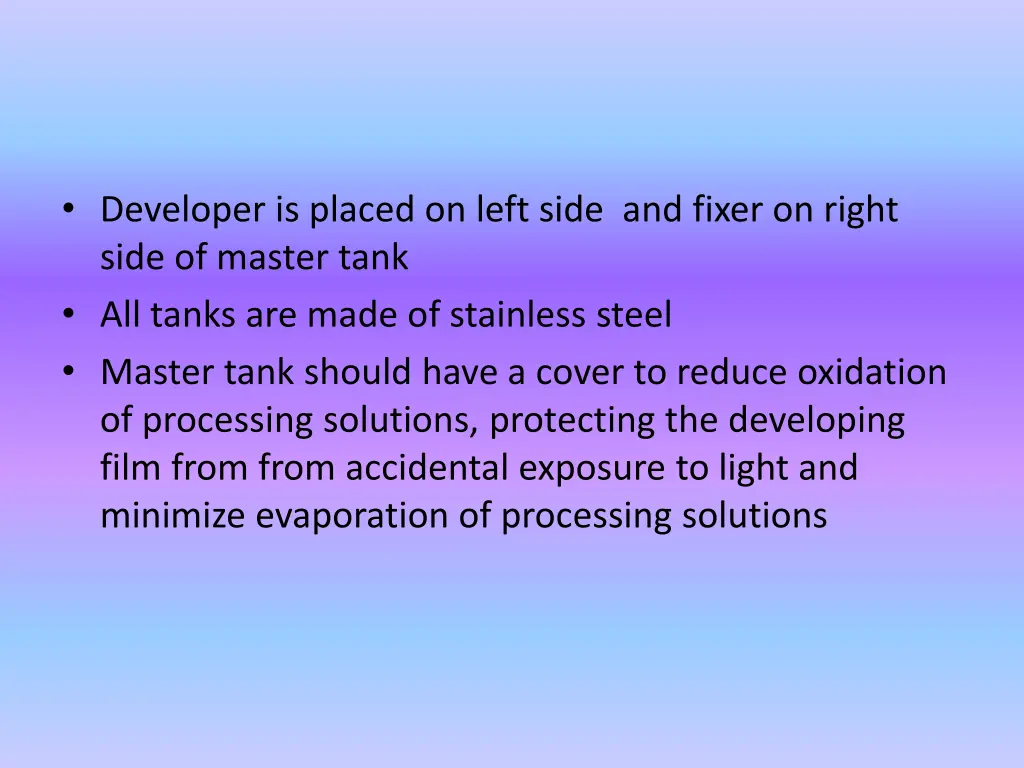 developer is placed on left side and fixer