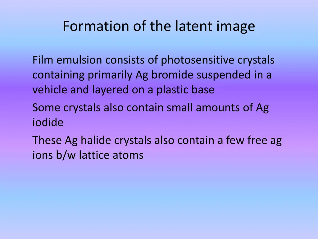 formation of the latent image