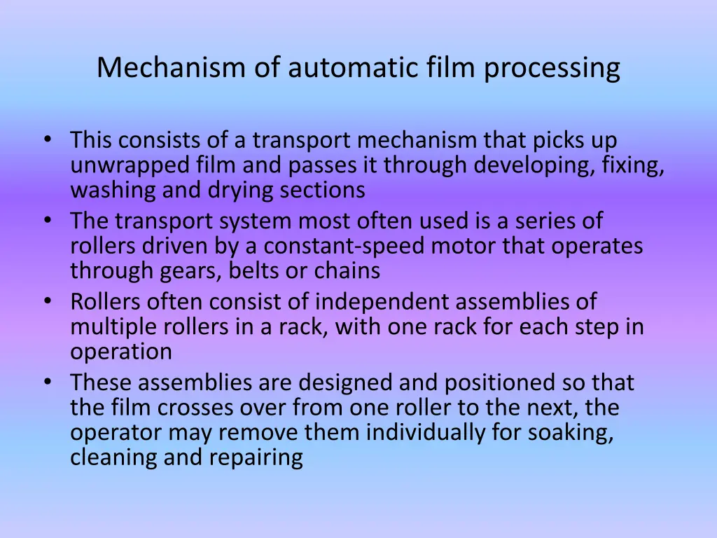 mechanism of automatic film processing